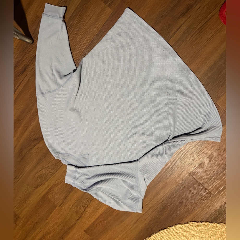 Free People Early Night Thermal Pullover light blue top $128 spring L casual - Picture 4 of 7